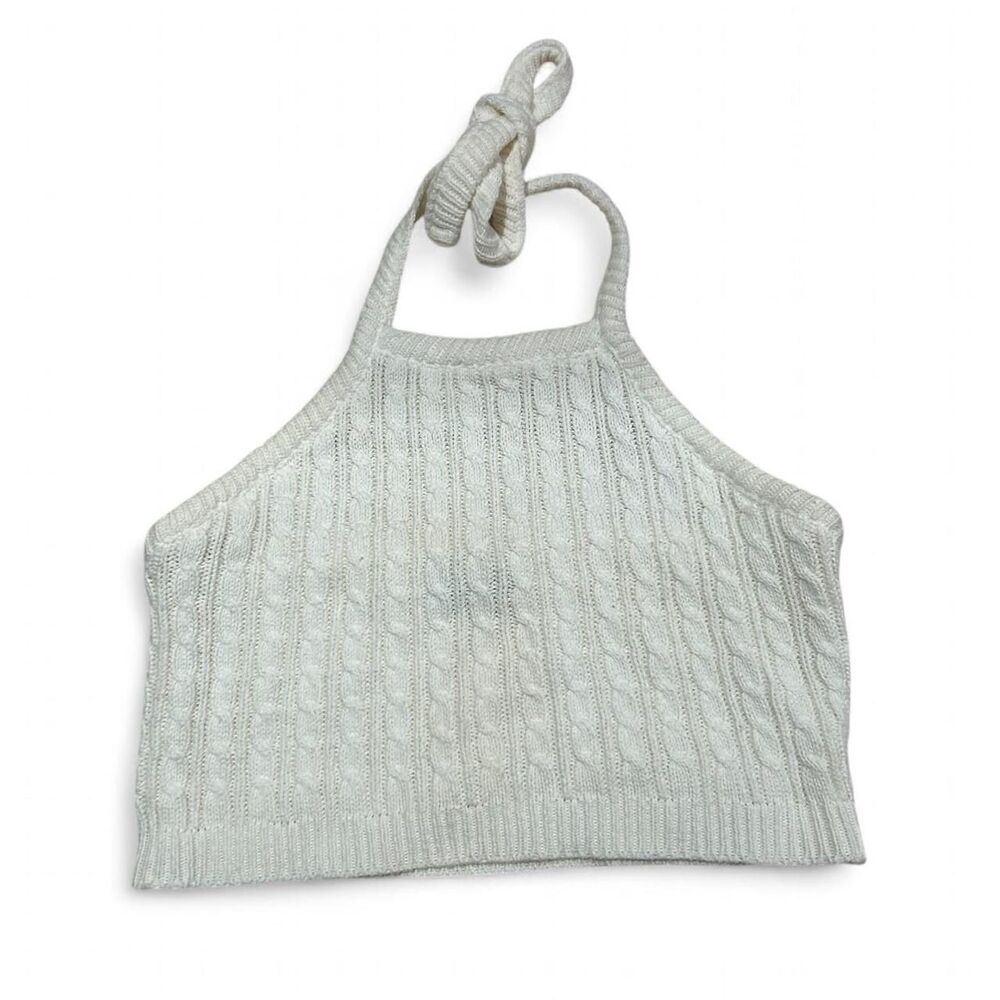Vintage White Cable Knit Halter Top